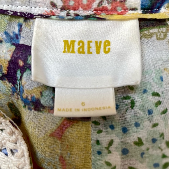 Anthropologie MAEVE Abella Floral CottageCore PINTUCK Babydoll Tunic TOP Size 6 - Picture 15 of 16